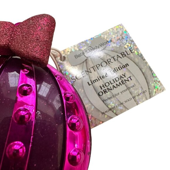 Bath & Body Works Purple Holiday Ornament Glitter Bow Air Freshener Scentportabl - Picture 6 of 8